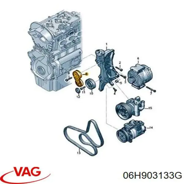 Купити 06H903133G VAG Натягувач приводного ременя