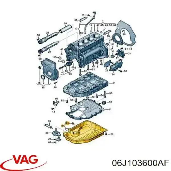 Купити 06J103600AF VAG Піддон масляний картера двигуна, нижня частина