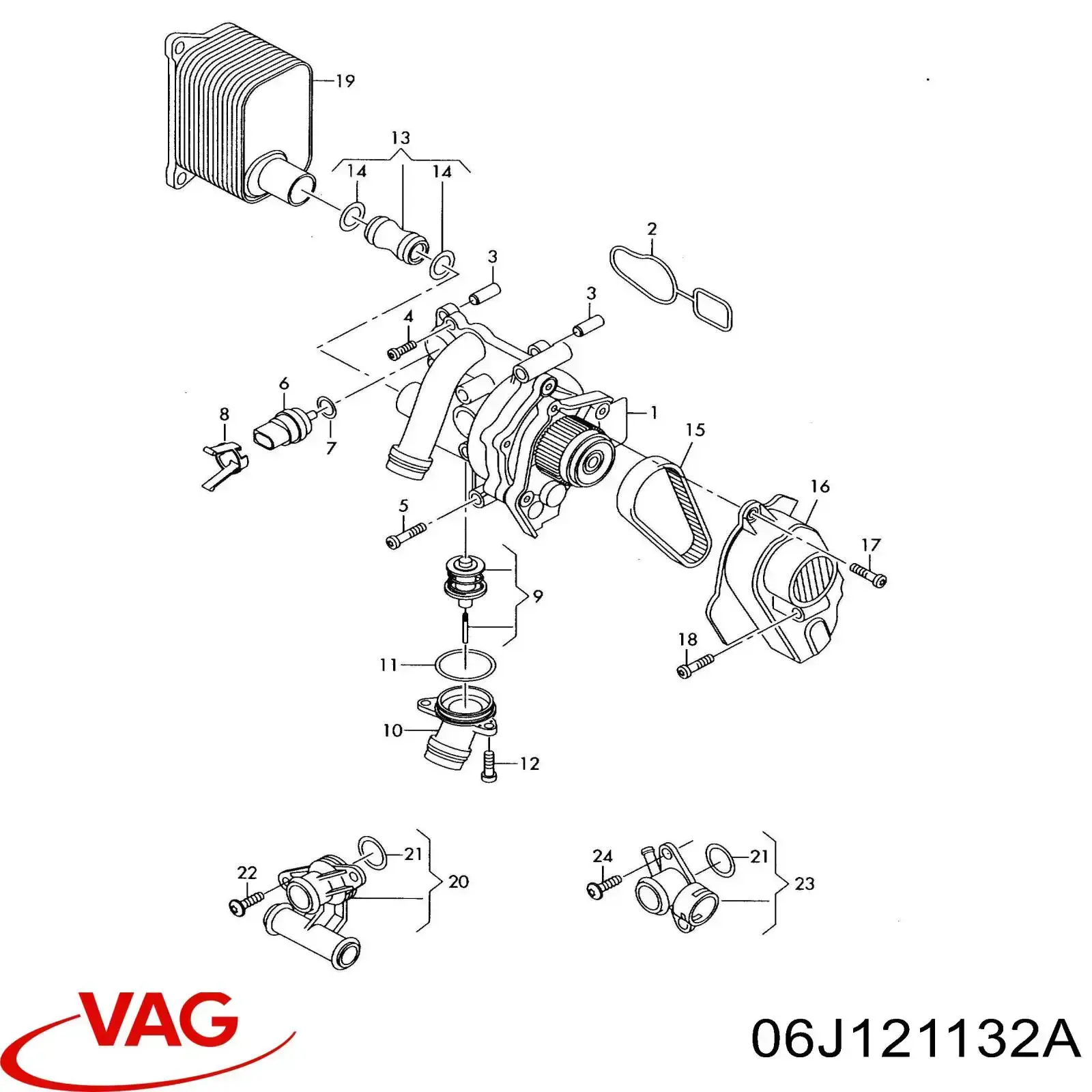 06J121132A VAG Шланг термостата