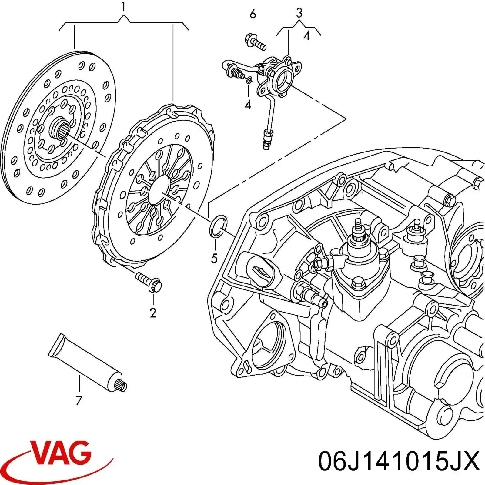 Купити 06J141015JX VAG Комплект зчеплення (диск, корзина, підшипник)