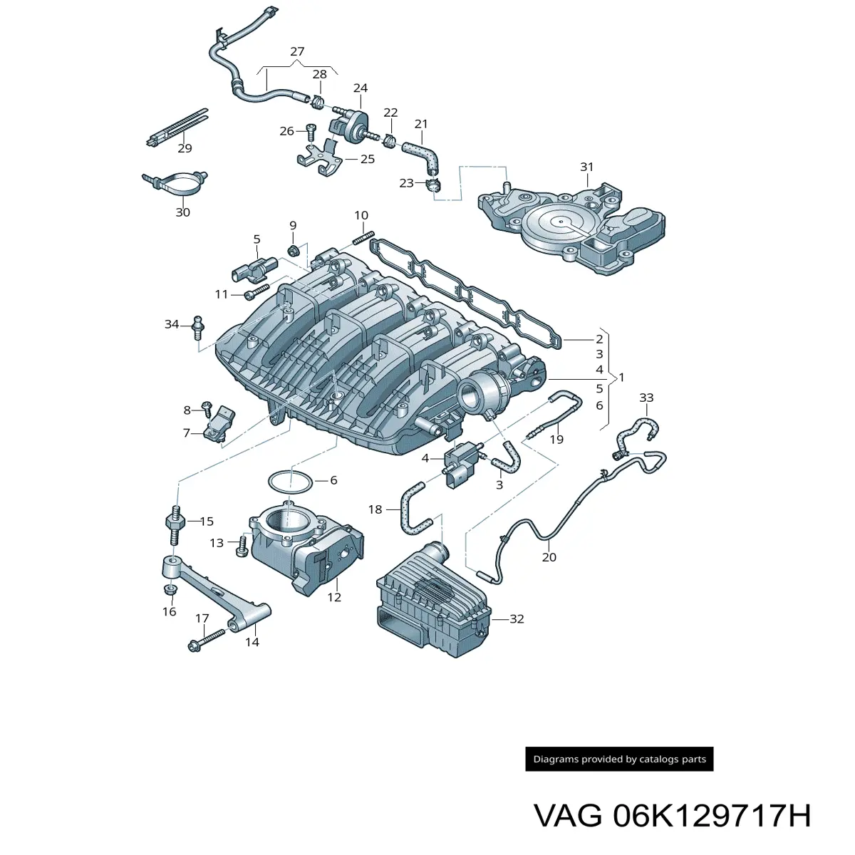 Прокладка впускного колектора VAG 06K129717H ціна, від 15.74 USD