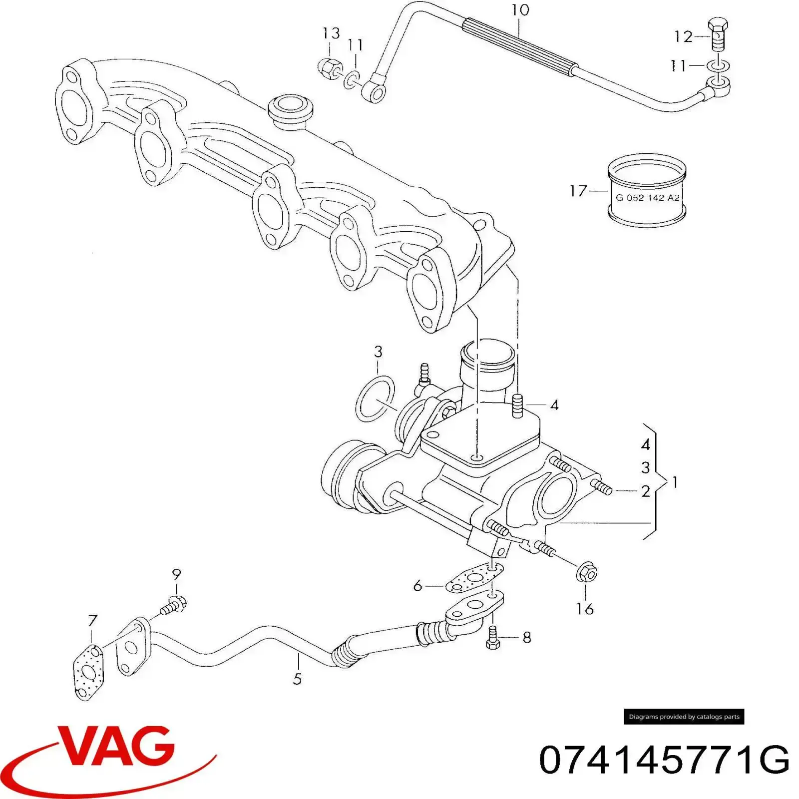 Трубка/шланг подачі масла до турбіни VAG 074145771G ціна, від 33.86 USD