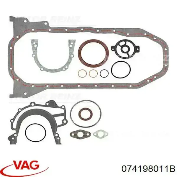 Комплект прокладок двигуна, нижній VAG 074198011B ціна, від 43.57 USD