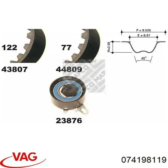 074198119 VAG Ремінь ГРМ, комплект