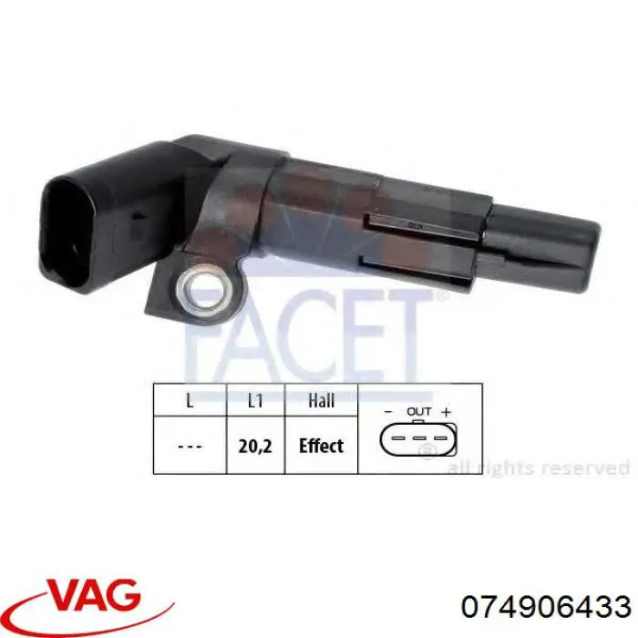 Датчик обертів колінвалу VAG 74906433 ціна, від 29.63 USD