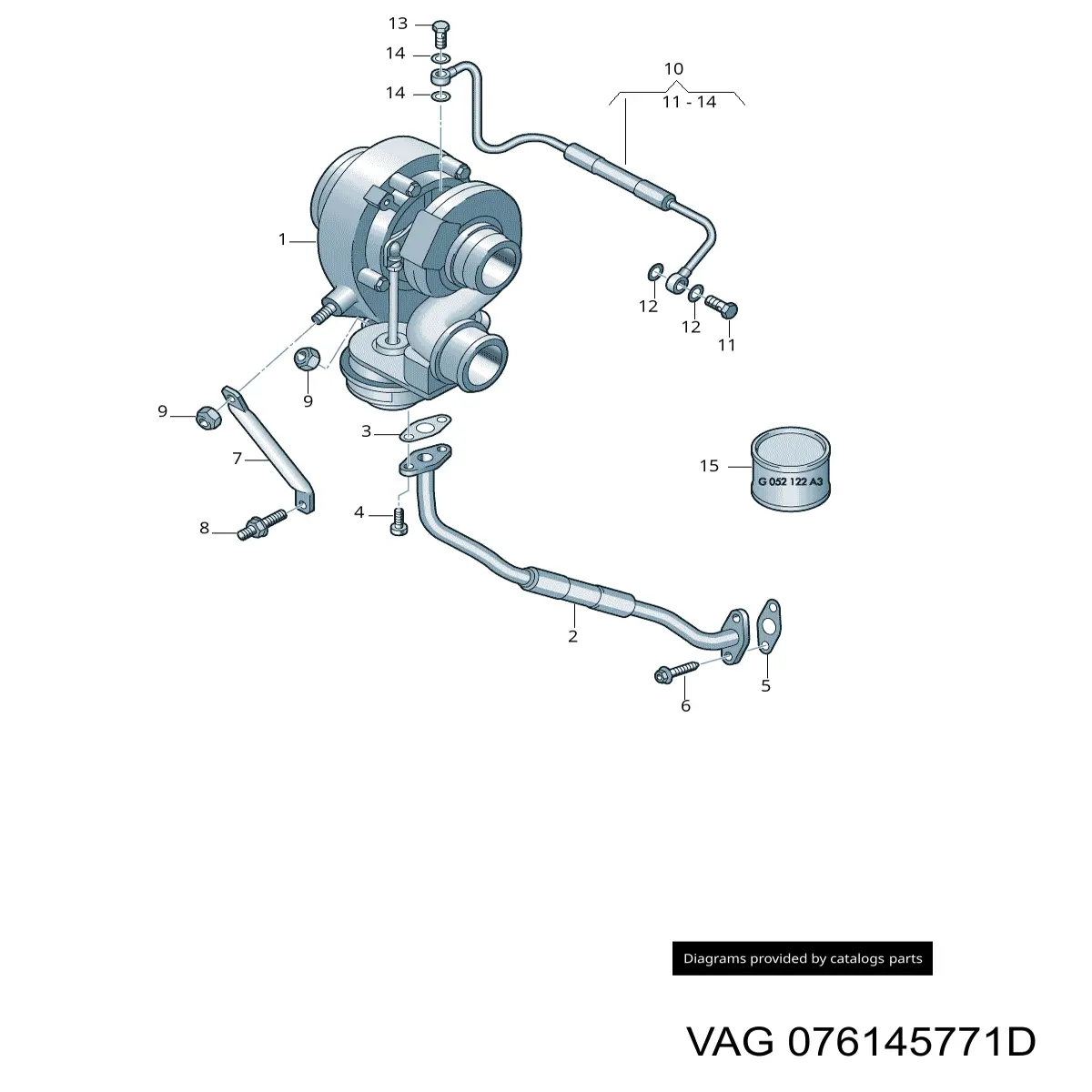 076145771D VAG шланг/патрубок рідинного охолодження турбіни, подача