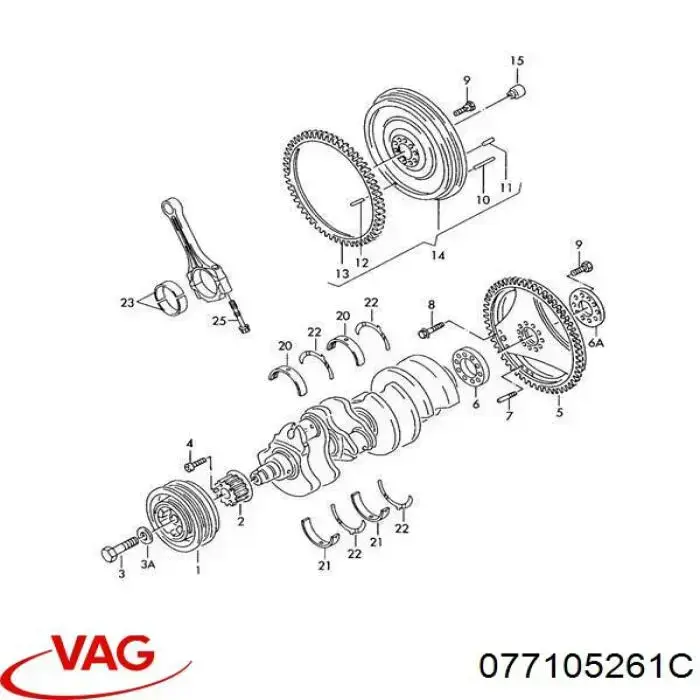 Купити 077105261C VAG Зірка колінчастого вала