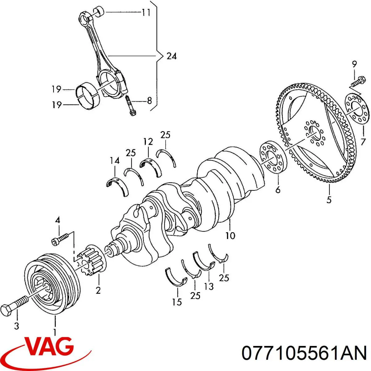 077105561BH VAG Вкладиші колінвала, корінні, комплект, стандарт (STD)