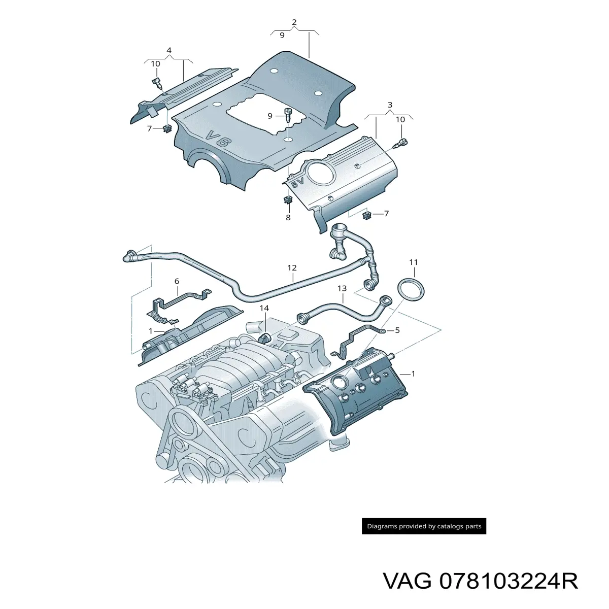 Трубка картера повітряна VAG 078103224R ціна, від 19.70 USD