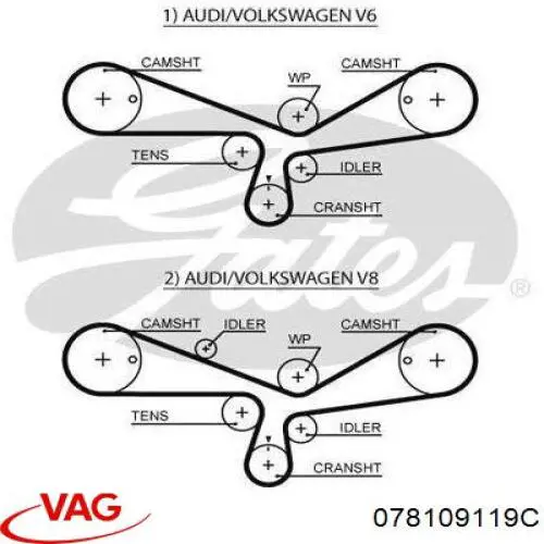 Зубчастий ремінь VAG 078109119C ціна, від 32.48 USD