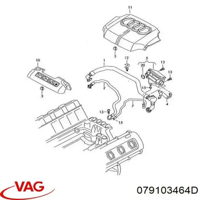 Масловіддільник / сепаратор системи вентиляції картера VAG 079103464D ціна, від 63.04 USD