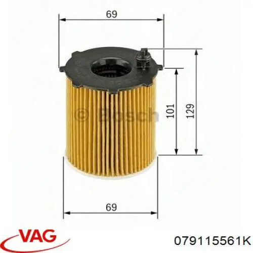 Масляний фільтр двигуна VAG 079115561K ціна, від 13.18 USD
