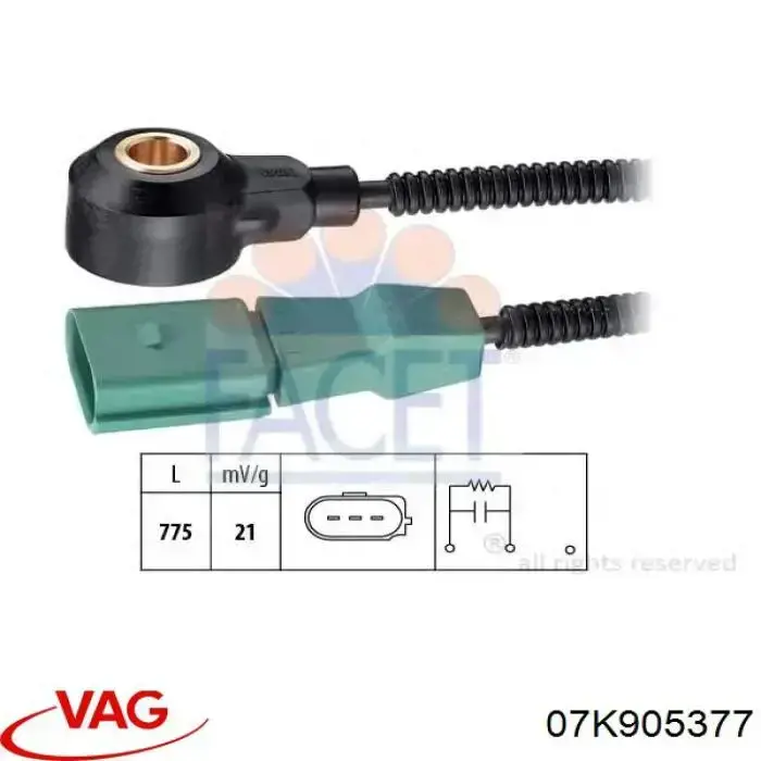 Датчик детонації VAG 07K905377 ціна, від 23.75 USD