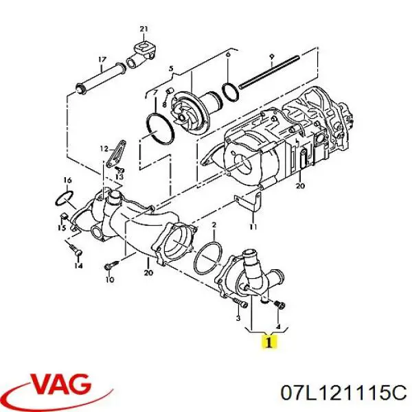 Кожух термостата VAG 07L121115C ціна, від 453.16 USD