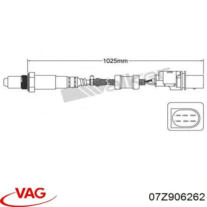 Лямбда-зонд, датчик кисню після каталізатора, лівий 07Z906262 VAG