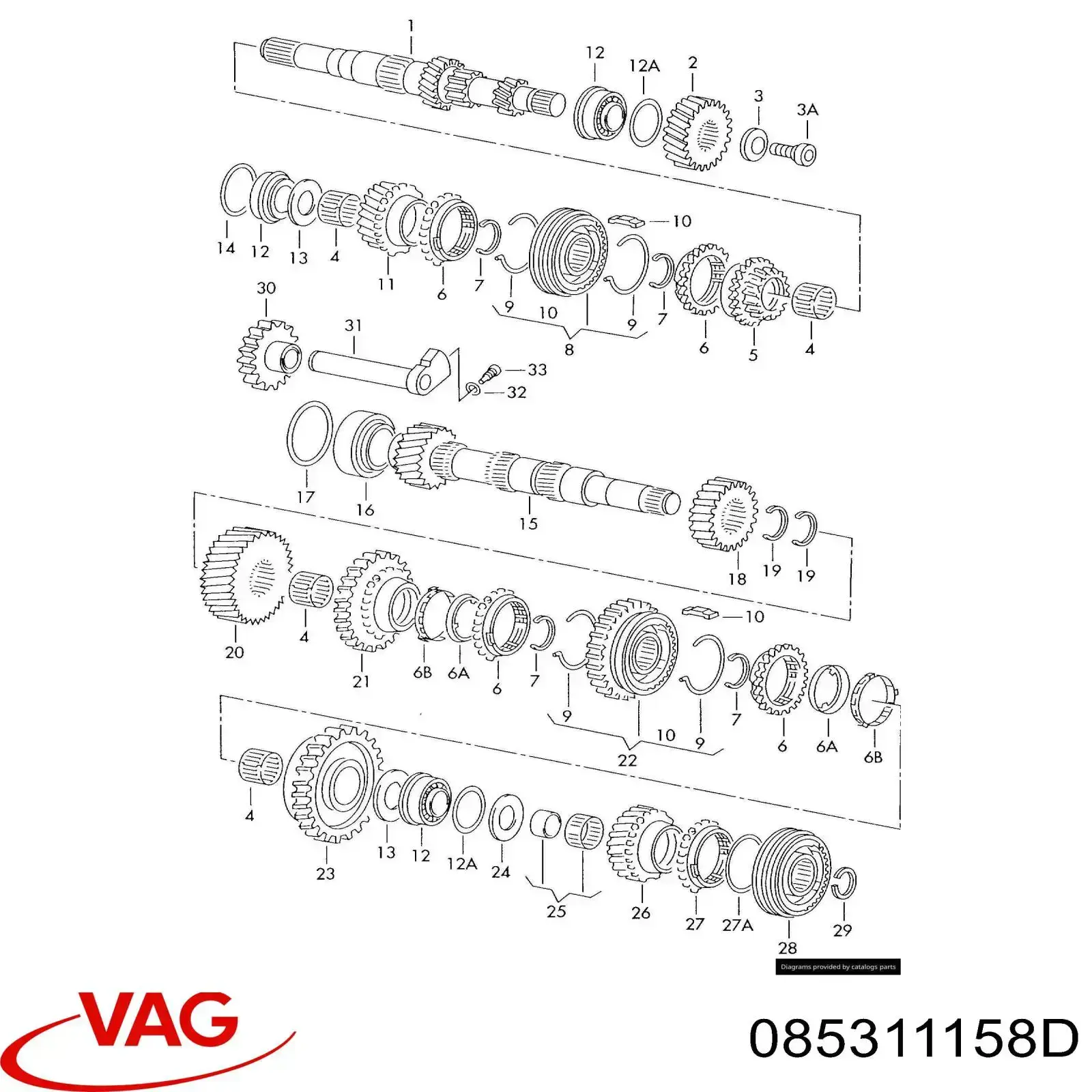 Шестерня п'ятої передачі VAG 085311158D ціна, від 146.90 USD