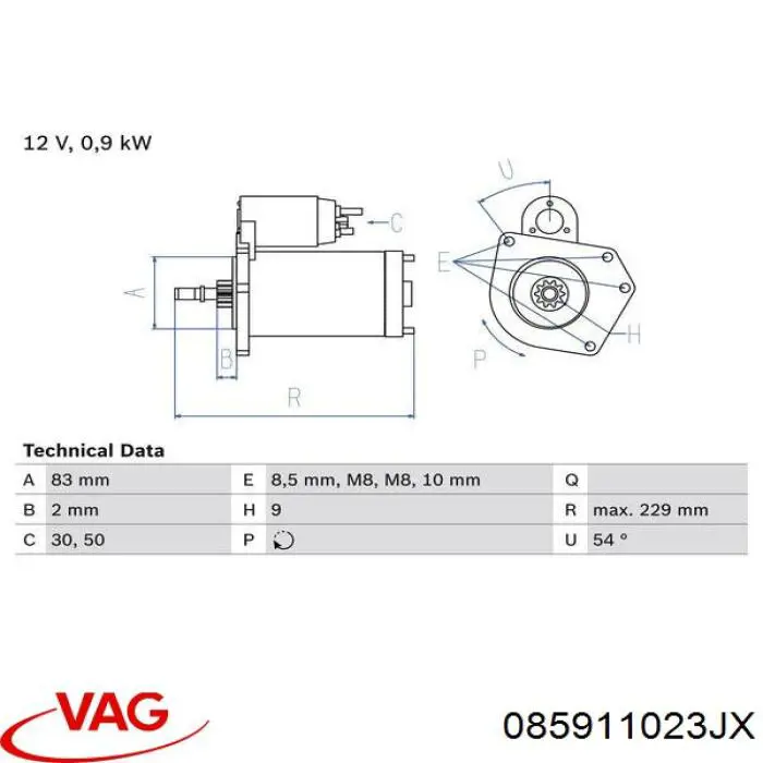 Купити 085911023JX VAG Стартер