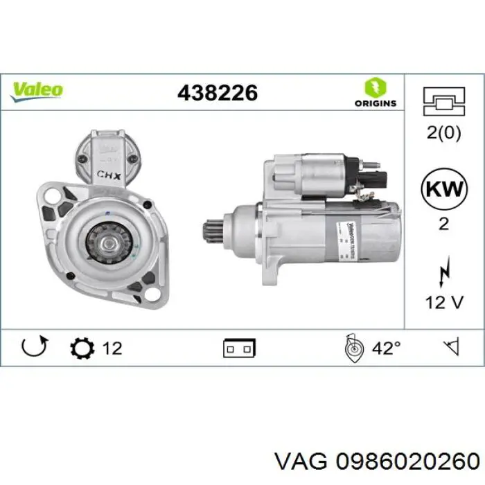 Стартер VAG 0986020260 ціна, від 33.15 USD