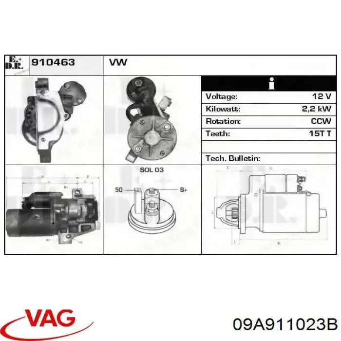 Купити 09A911023B VAG Стартер