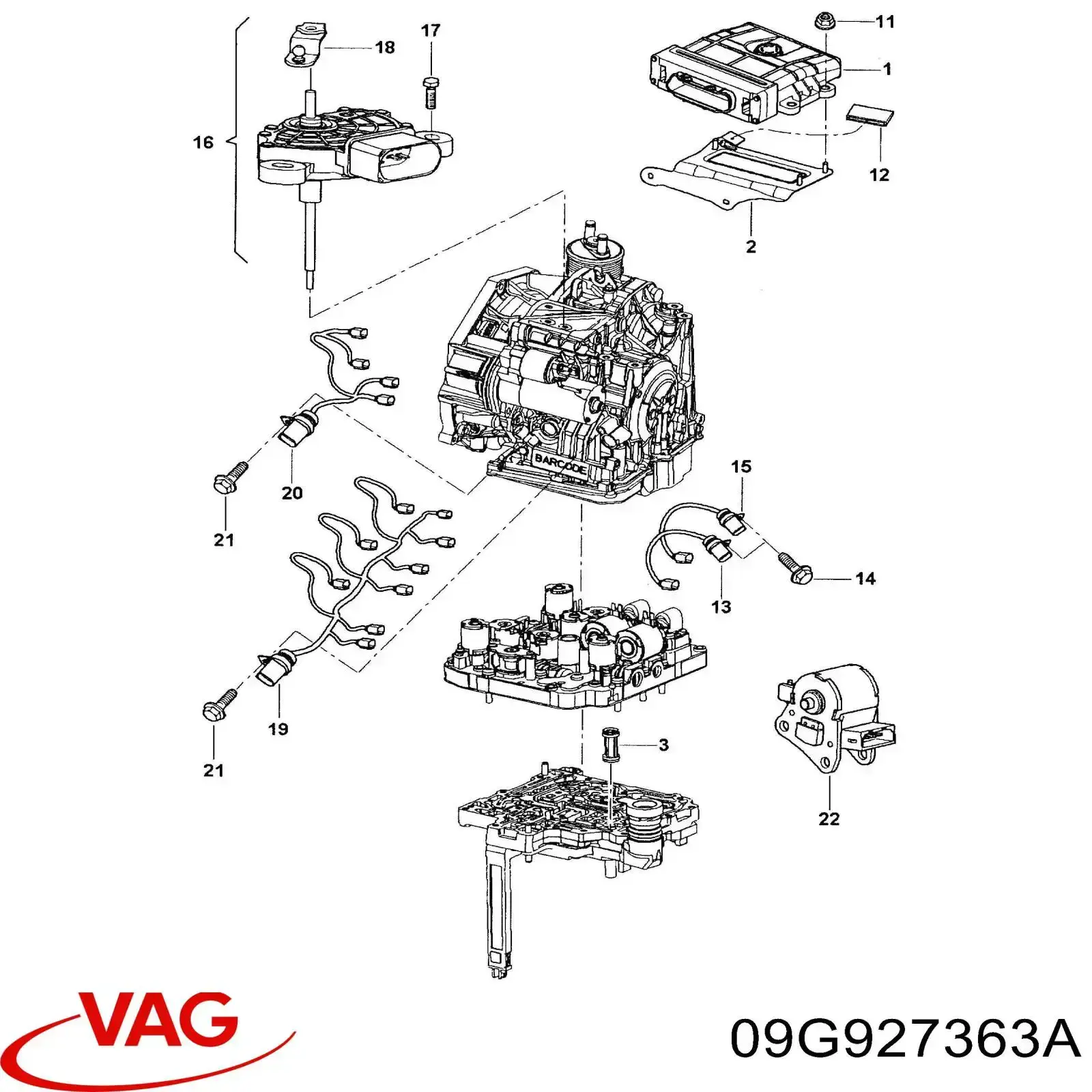 Заглушка задньої кришки КПП 09G927363A VAG