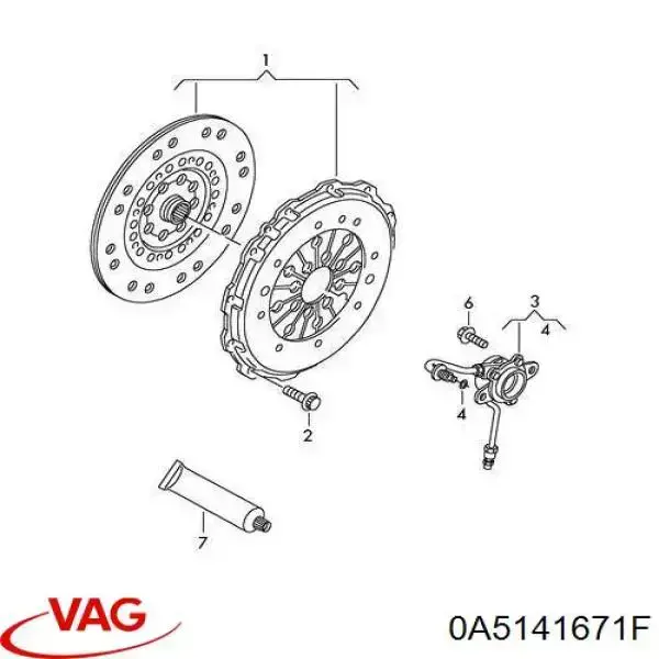 Купити 0A5141671F VAG Робочий циліндр зчеплення в зборі з витискним підшипником