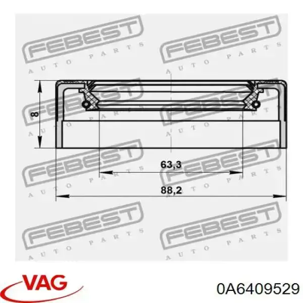 Сальник редуктора переднього моста VAG 0A6409529 ціна, від 7.62 USD