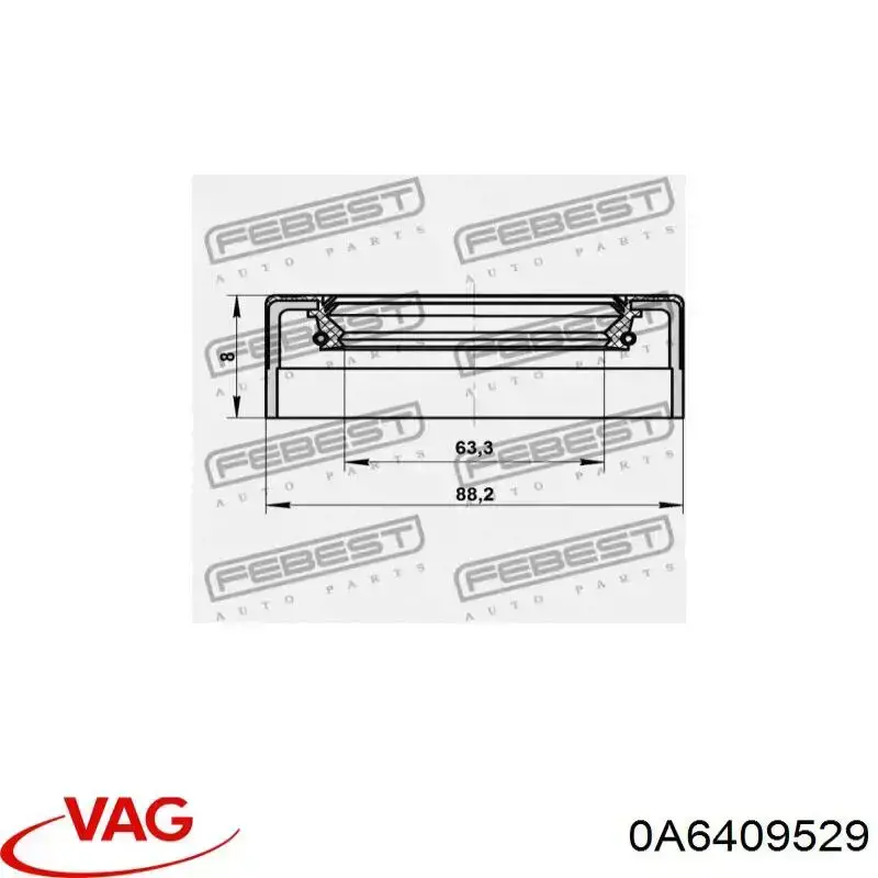 Купити 0A6409529 VAG Сальник редуктора переднього моста