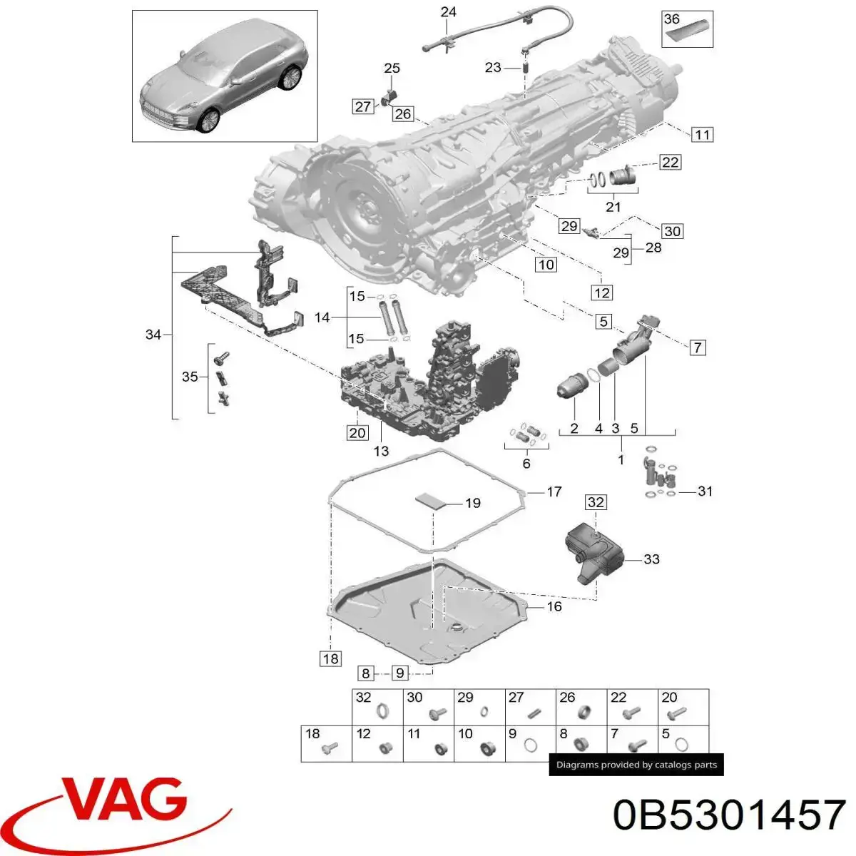 Сальник коробки передач VAG 0B5301457 ціна, від 3.18 USD
