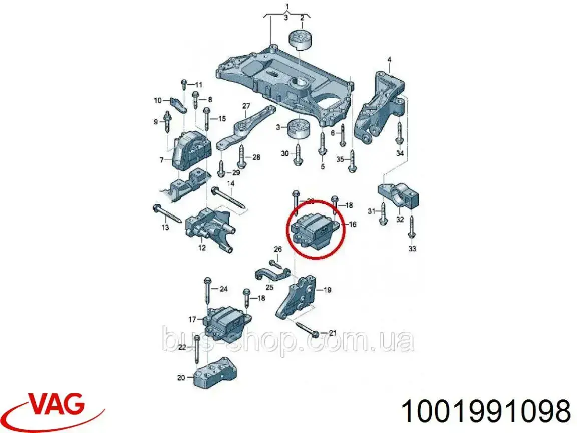 Купити 1001991098 VAG Подушка (опора) двигуна, ліва
