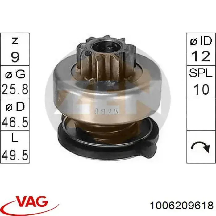 Купити 1006209618 VAG Бендикс стартера
