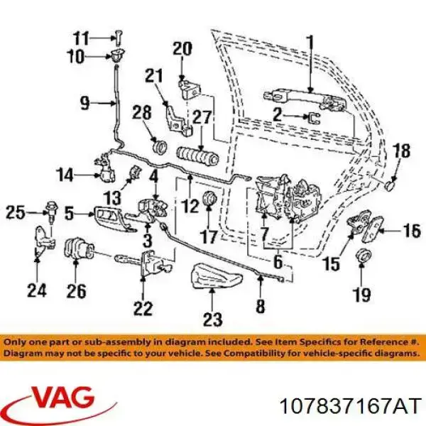 Лічинка замка лівих дверей VAG 107837167AT ціна, від 10.44 USD