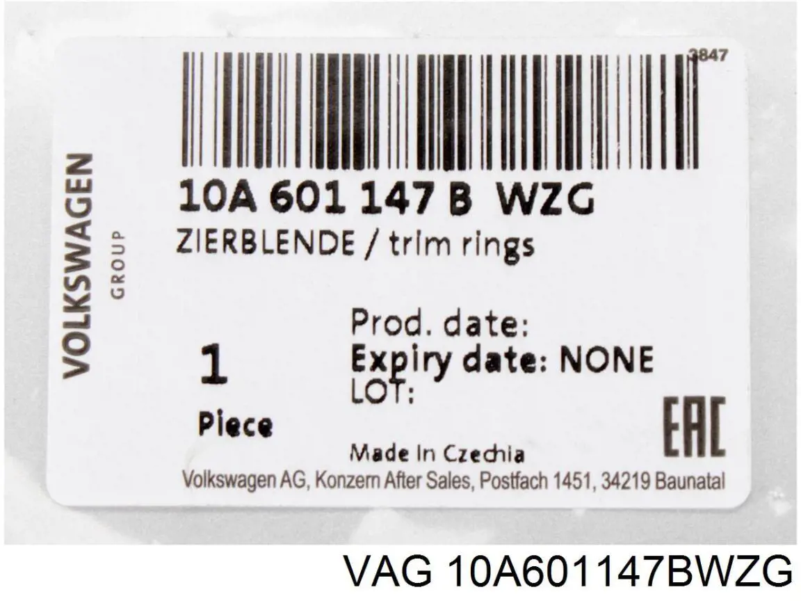 Ковпаки на диски VAG 10A601147BWZG ціна, від 50.96 USD