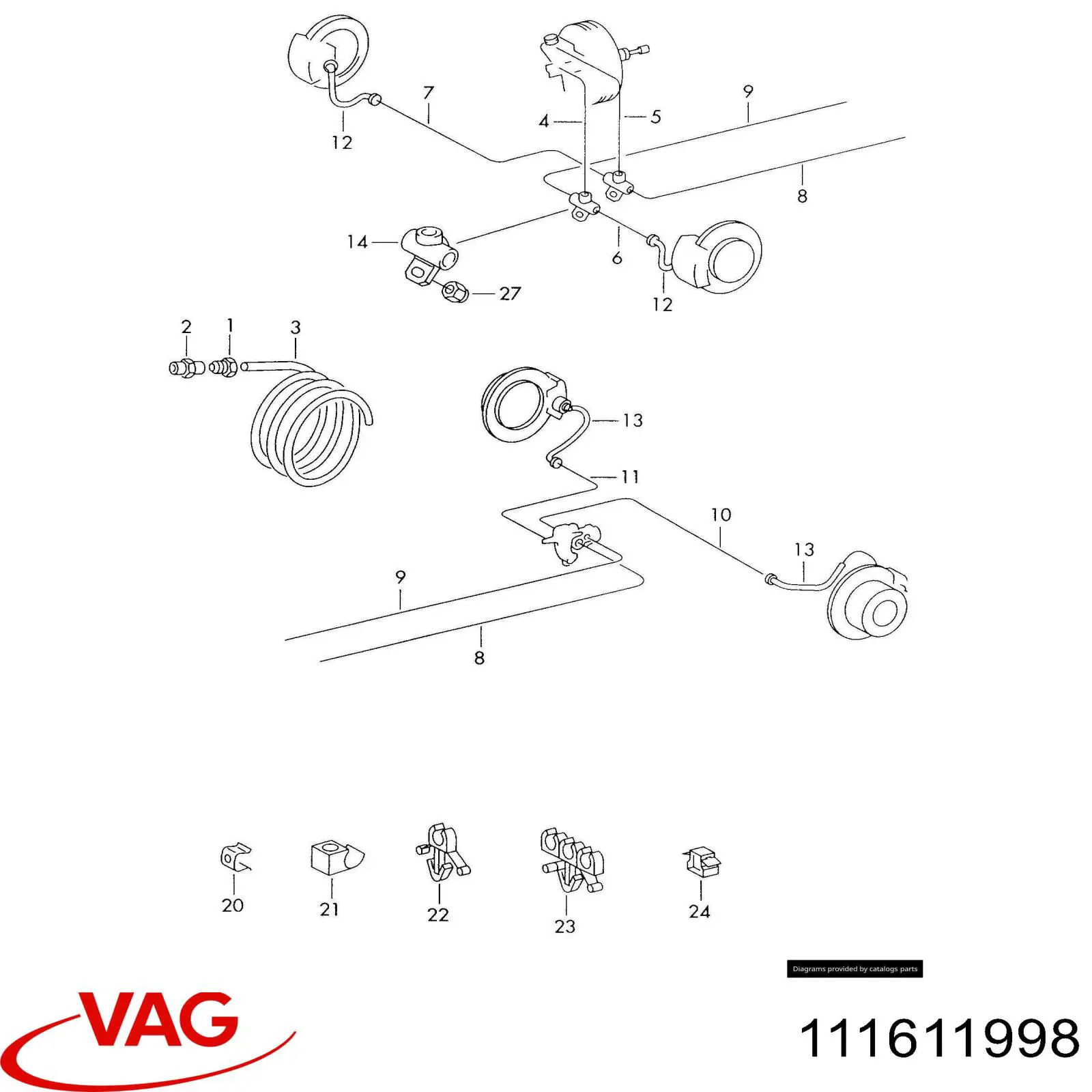 Трубка гальмівної системи, бухта VAG 111611998