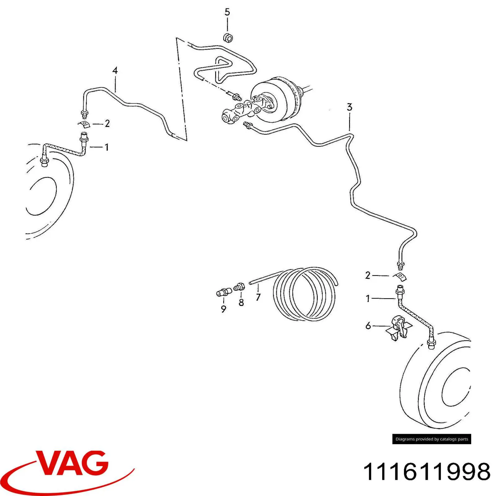 Купити 111611998 VAG Трубка гальмівної системи, бухта