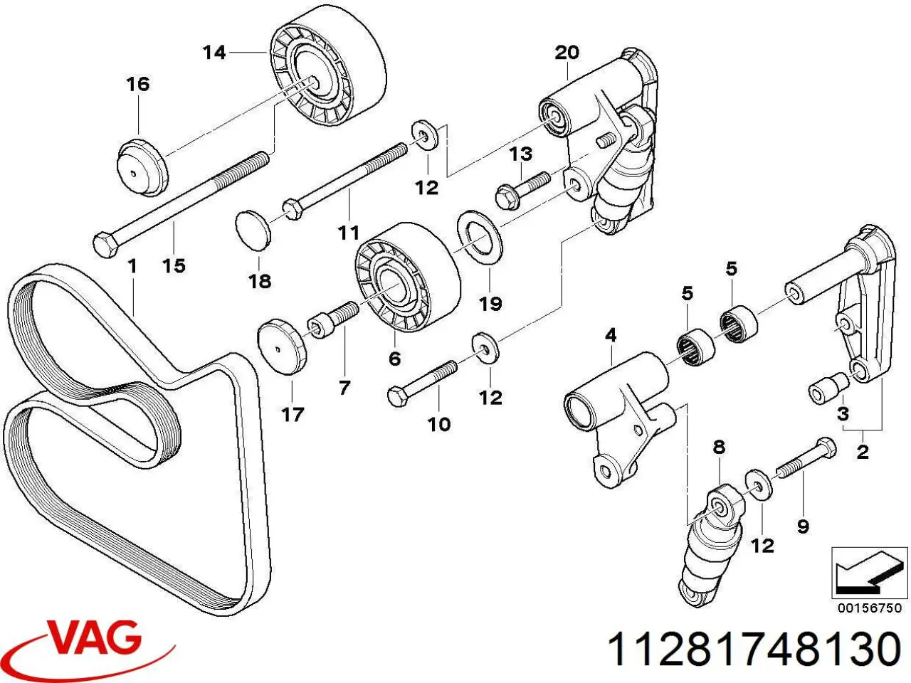 Ролик приводного ременя, паразитний 11281748130 VAG