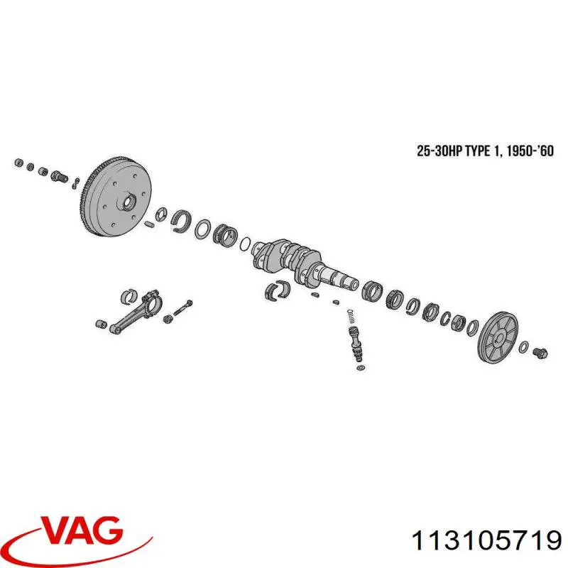 113105719 VAG вкладиші колінвала, шатунні, комплект, стандарт (std)