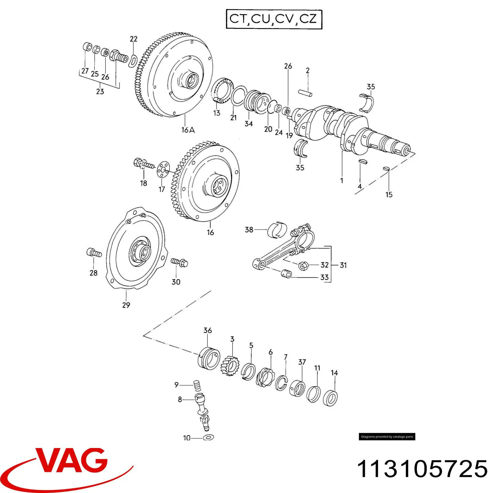Шатунні вклалиші колінвала STD VAG 113105725 ціна, від 10.14 USD