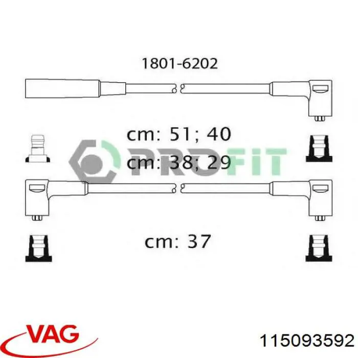 Дроти запалювання VAG 115093592 ціна, від 13.77 USD