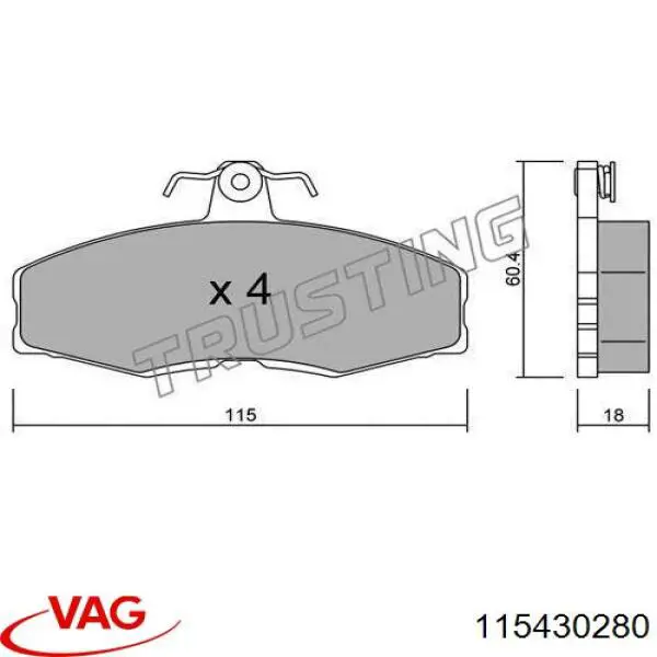 Купити 115430280 VAG Колодки гальмівні передні, дискові