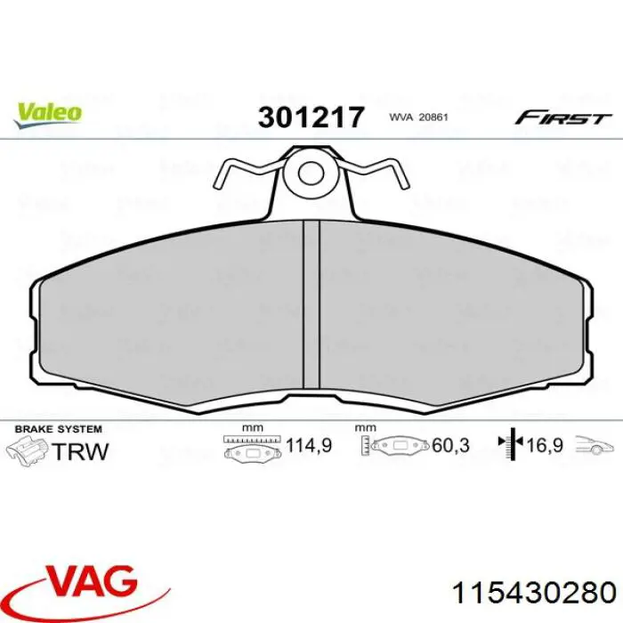 Гальмівні колодки VAG 115430280 ціна, від 12.78 USD