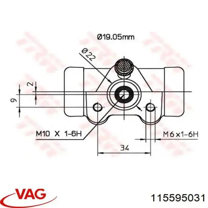 Циліндр гальмівний колісний/робітник, задній 115595031 VAG