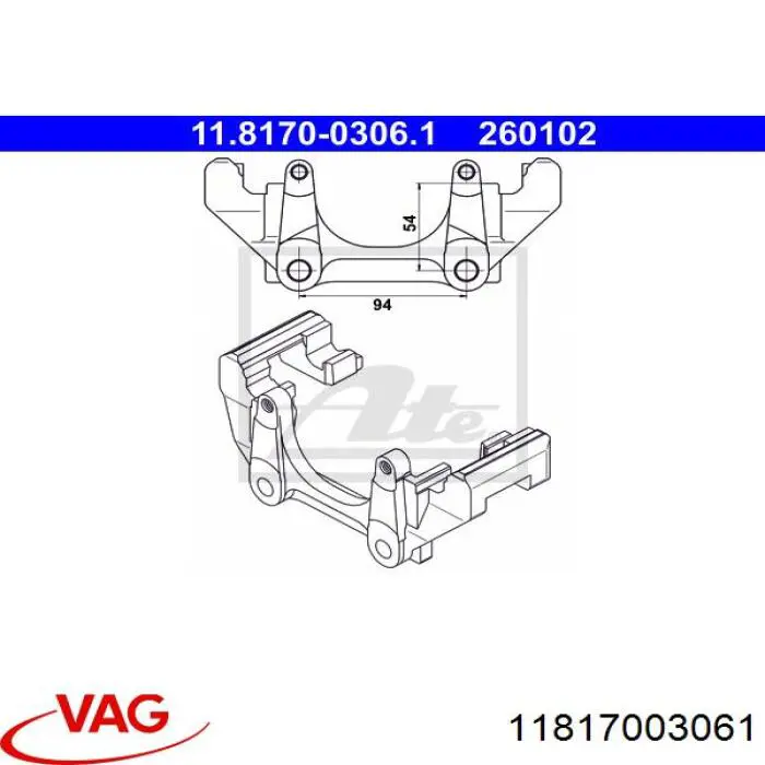 Кронштейн гальмівного супорта VAG 11817003061 ціна, від 17.43 USD