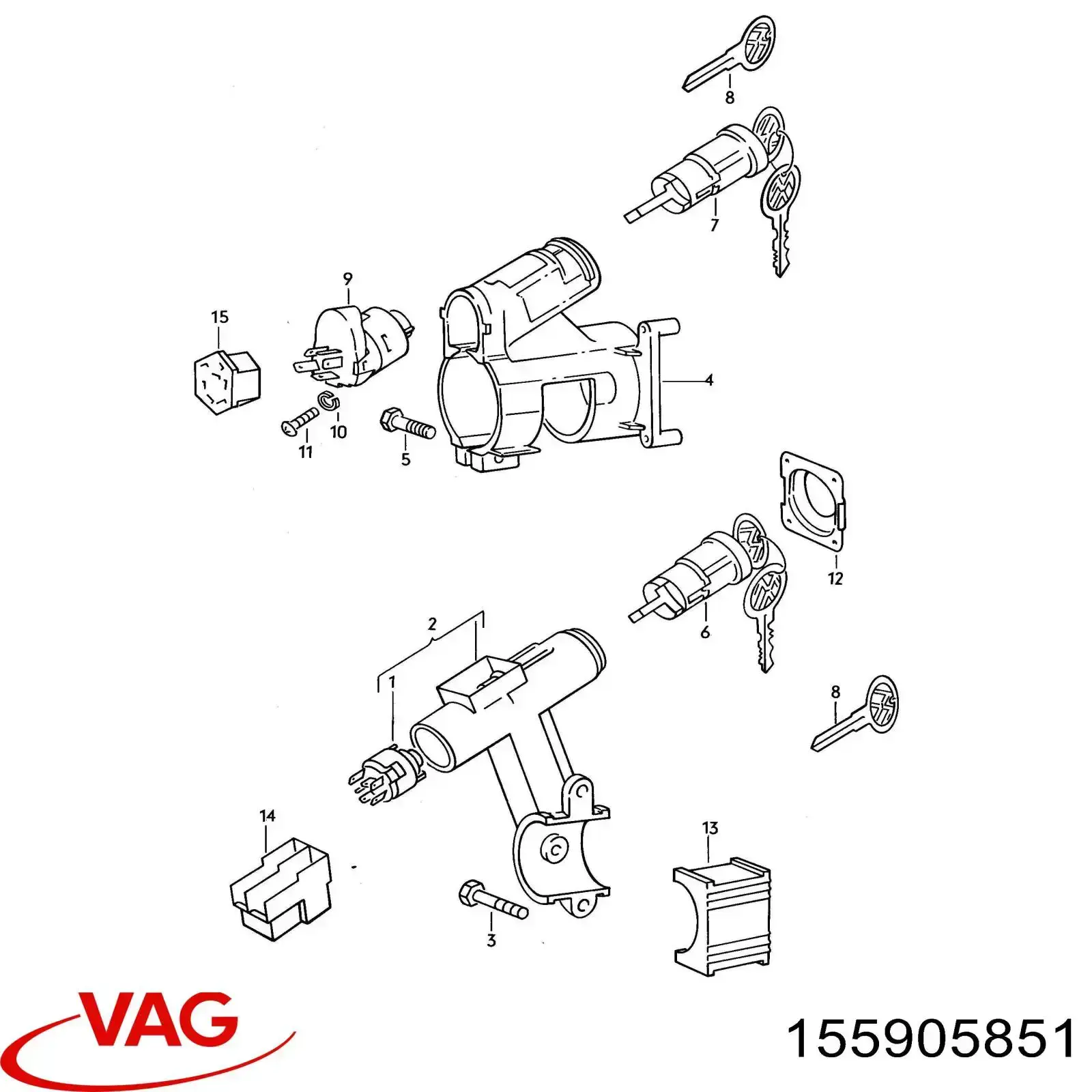 Корпус замка запалювання VAG 155905851 ціна, від 17.79 USD