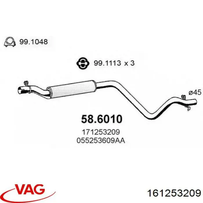 Глушник VAG 171253209 ціна, від 90.15 USD
