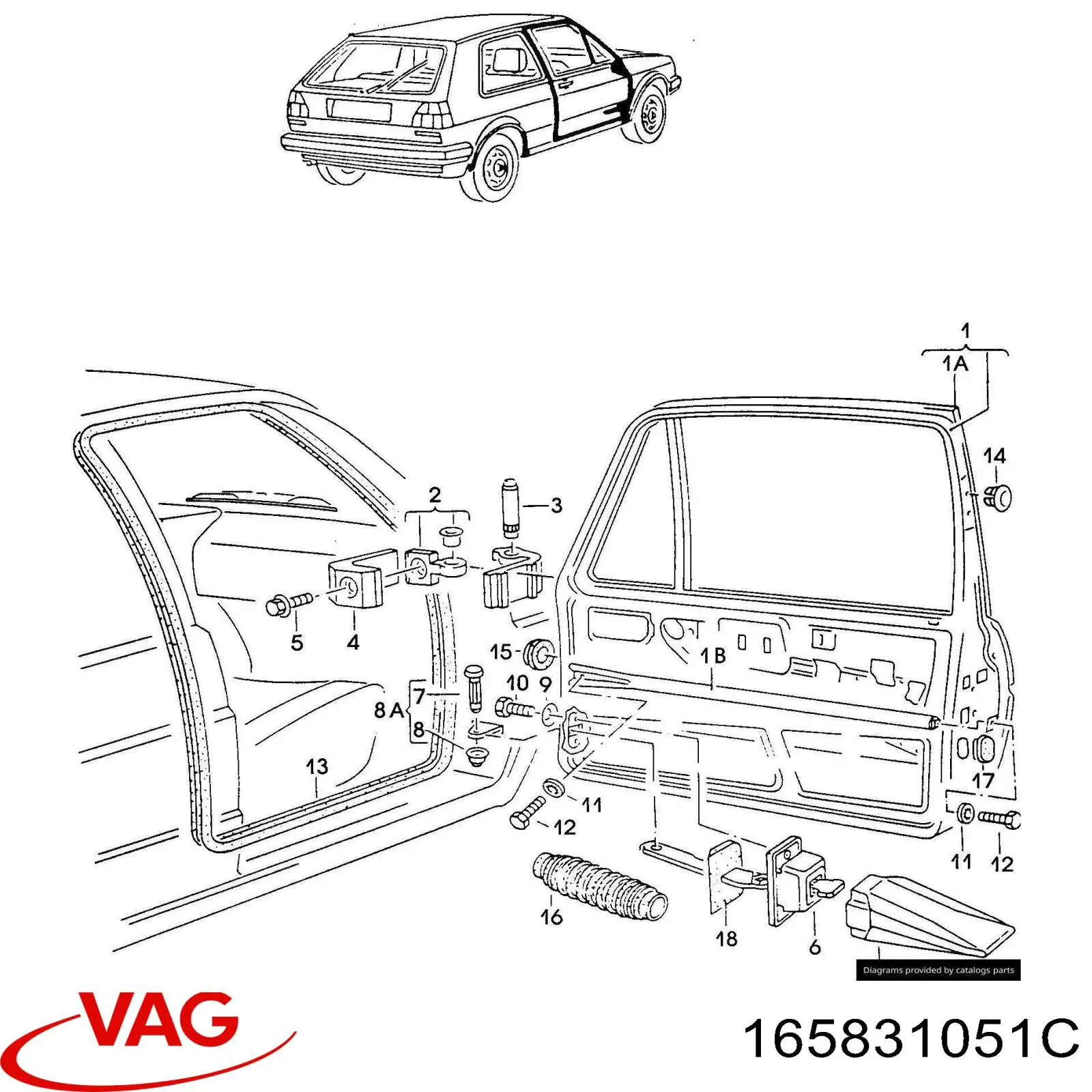 Двері передні, ліві 165831051C VAG