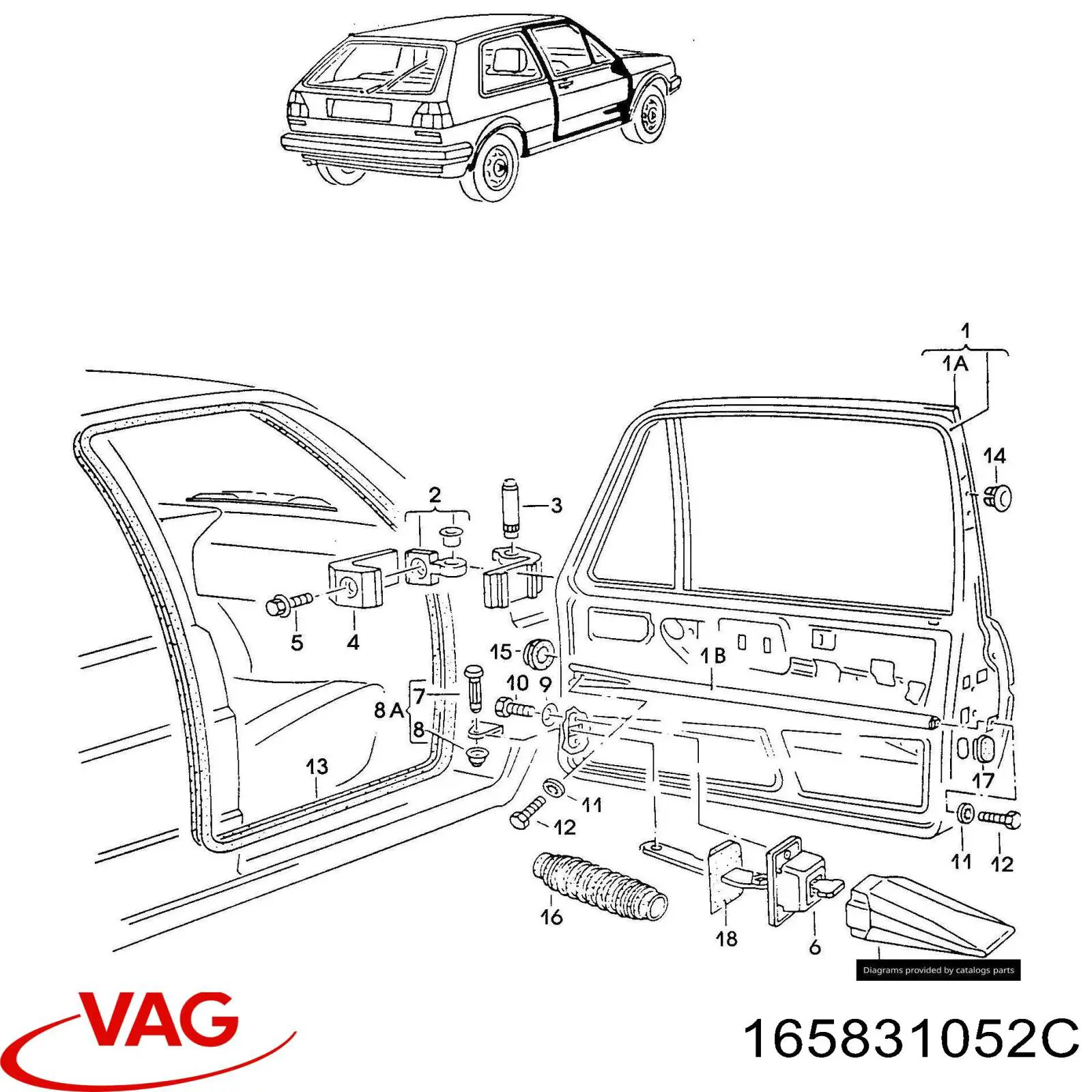 Двері передні, праві 165831052C VAG