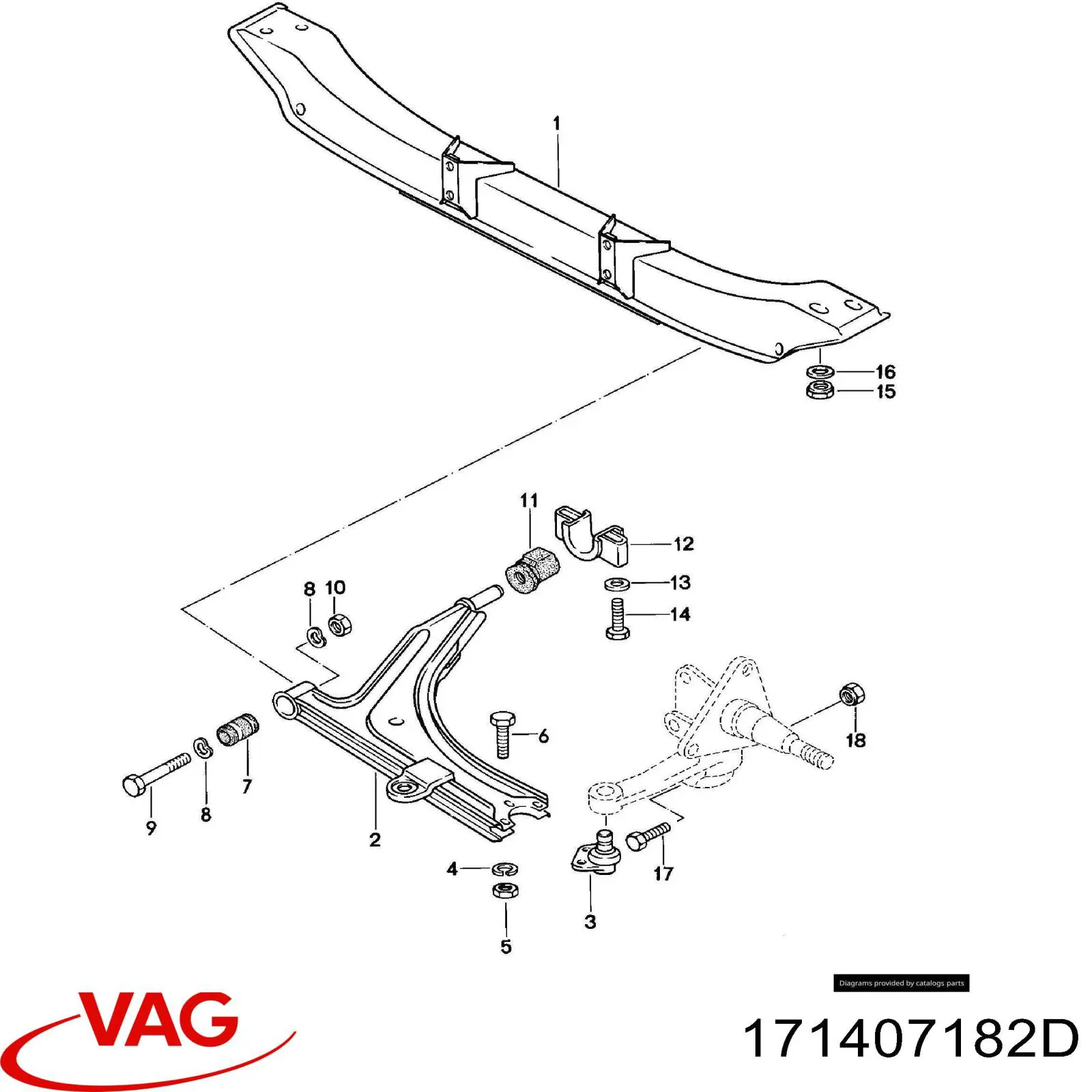 Сайлентблок переднього нижнього важеля 171407182D VAG