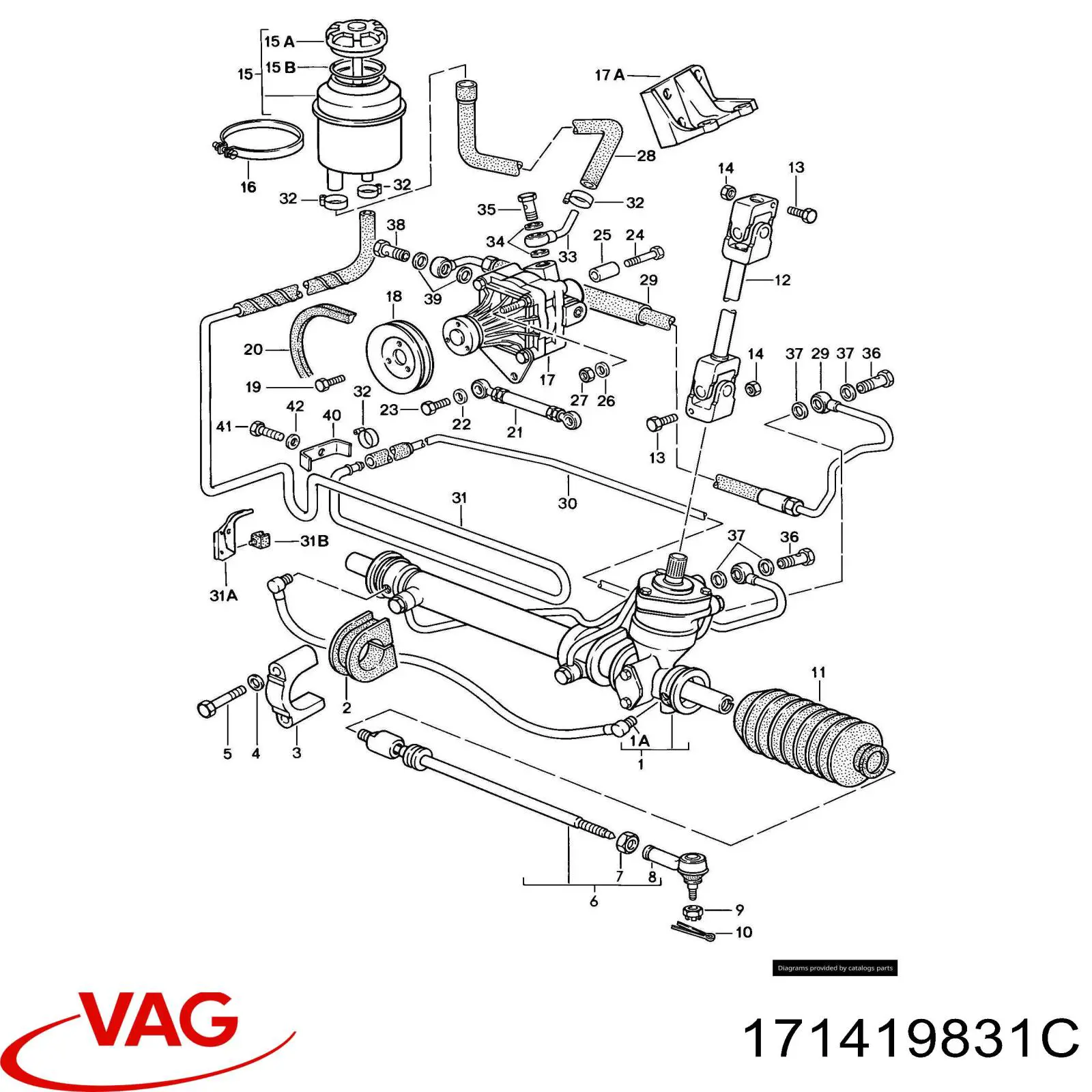 Пильник рульової рейки лівий VAG 171419831C
