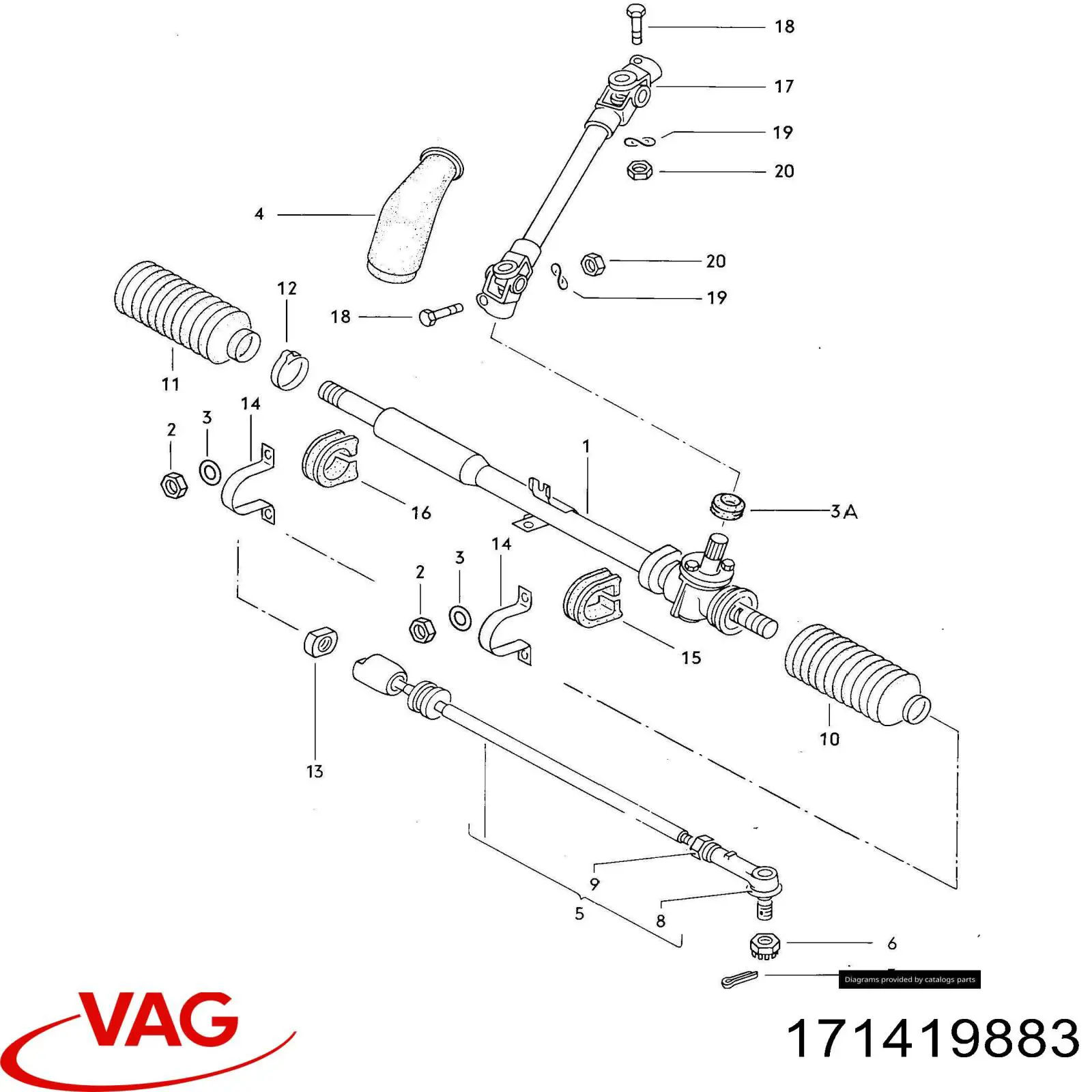 171419883 VAG Сайлентблок кріплення рульової рейки