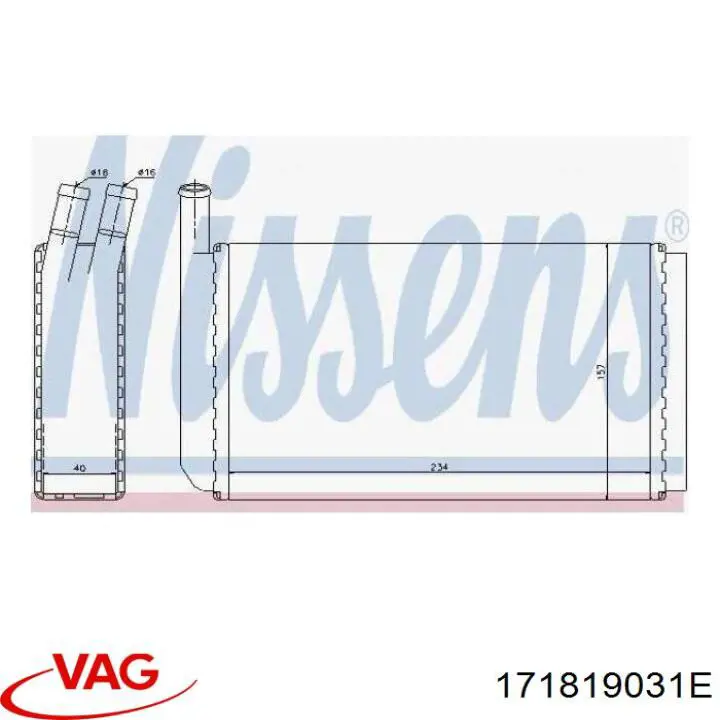 Радіатор пічки (обігрівача) VAG 171819031E ціна, від 15.80 USD